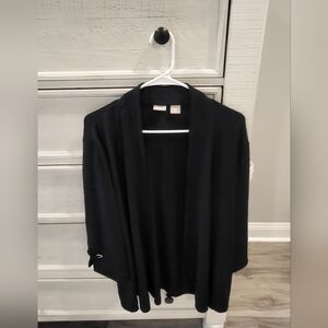 Chico's Black Open-Front Draped Cardigan